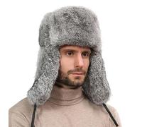 Men Trapper Hat Russian Ushanka Faux Fur Bomber Hunting Hat Winter Earflap Hat Aviator Pilot Cap Windproof Thermal Trooper Hat Fluffy Super Warm Hat Skiing Skating Hat Thickened for Outdoor