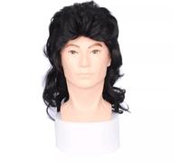 Men Tropper Men's medium to long curly hair wig headband full top comfortable and breathable(Black)