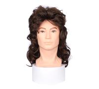 Men Tropper Men's medium to long curly hair wig headband full top comfortable and breathable(Bruin)