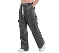 Men Trousers, Joggers For Men Uk Mens Spring And Autumn Solid Color Leisure High Street Elastic Lace Up Trousers Pants (Grey, M)