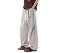 Men Trousers,Relaxed Wide Leg Pants Flowing Straight Casual Trousers Lightweight Soft Breathable Daily Wear