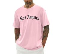 Men Tshirt,’s Crew Neck Short Sleeve Tee With City Letter Print For Everyday Comfort Breathable Fabric Modern Casual Design