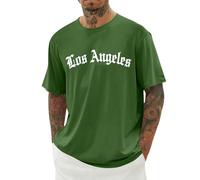 Men Tshirt,’s Crew Neck Short Sleeve Tee With City Letter Print For Everyday Comfort Breathable Fabric Modern Casual Design