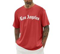 Men Tshirt,’s Crew Neck Short Sleeve Tee With City Letter Print For Everyday Comfort Breathable Fabric Modern Casual Design