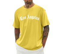 Men Tshirt,’s Crew Neck Short Sleeve Tee With City Letter Print For Everyday Comfort Breathable Fabric Modern Casual Design