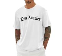 Men Tshirt,’s Crew Neck Short Sleeve Tee With City Letter Print For Everyday Comfort Breathable Fabric Modern Casual Design