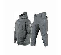 Men Two Piece Ski Suit Set, Mens Winter Waterproof Windproof Hooded Snow Coat 2 Pieces Snowboarding Snowsuits, Include Armband, Belt, For Lovers Of Outdoor Casual Ski Suit (Color : Grey, Size : XL)