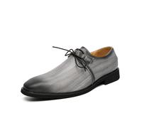 Men Two Tone Leather Lace Up Oxford Dress Shoes Carved Hand Stitched Pointed Toe Formal Business Wedding Party Office Wear(Grey,5 UK)