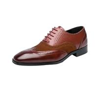 Men Two Tone Wingtip Brogue Formal Shoes Dress Oxford Genuine Leather Uniform Brogue Party Heel Non Slip Anti-Slip Low Top Rubber Sole Shoe Classic Lace Up(11 UK)
