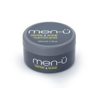 men-u pomade for men DEFINE & SHINE 100ml - Hair pomade w/ medium hold and high shine. Helps tone down grey hair & washes out easily - Mens hair products by men-u, Single walled 100ml styling puck.