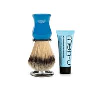 men-u Premier Synthetic Bristle Shaving Brush with Chrome Stand and Shave Cream