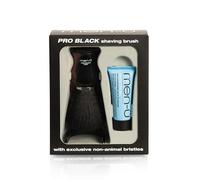 men-u PRO BLACK SHAVING BRUSH set - mens shaving brush w/exclusive manufactured bristles. New Generation Modern Italian Shaving Brush, Vegan, No bristle loss & includes 15ml SHAVE CREAM buddy tube.