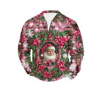 Men Ugly Christmas Jumpers Christmas Santa Claus Printed Pullover Sweatshirts Xmas Graphic Novelty Jumper Oversized Sweatshirt Winter Half Zipper Long Sleeve Warm Sweater Holiday Festival Tops S-5XL