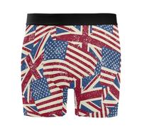 Men Underwear American Flag British Flag Mens Boxers Shorts Soft Men'S Boxer Shorts Breathable Underwear Trunks For The Best Gift All Day Wear Boy L