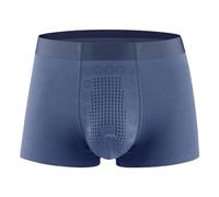 Men Underwear Boxers Loose Fit - Male Underwear Copper Fiber Negative Ion Solid Color Breathable Four Corner Underwear Underwear (Blue, Xxxl)