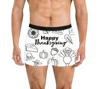 Men Underwear,Underwear Men,Men's Underwear Briefs Featuring Thanksgiving Doodle Print for Daily Comfort and Holiday Cheer Breathable Soft Stretch Fabric All-Season Everyday (White, M)