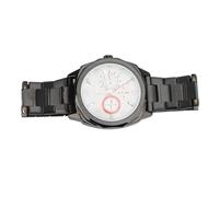 Men Unique Chronograph Quartz Watch Stainless Steel Business Wristwatch for Travel Outdoor (Black Shell Silver Face)