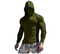 Men UPF 50+ UV Hoodie with A Mask Tops,Sunscreen Long Sleeve Retro Hoodies Breathable High Elasticity Round Neck Hoodies Mens Outdoor Gym Sport Fitness Quicky-Dry Pullover Hoody Blouses M-XXL