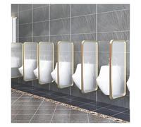 Men Urinal Partition, Wall Screen Toilet Partition, Thickened Iron Frame+Tempered Glass Panel for Hotel, Shopping Public Places Privacy Protection(Gold,3pcs)
