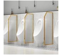 Men Urinal Privacy Screen Baffle with Tempered Glass, Wall Mounted Public Toilet Partition Divider, Men's Urinal Privacy Baffle for Schools, Bars, Hotels,Gold-4 Pcs