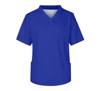 Men V Neck Classic Workwear Nurse Uniform Team Uniform Classic Solid Colorv Neck Short Sleeve Scrub Tops with 3 Pockets Uniforms for Healthcare Men Blue (Royal Blue, 5XL)