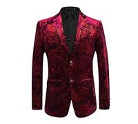 Men Velvet Silver Blazer Paisley Floral Jackets Golden Stage Suit Jacket Elegant Wedding Blazer Plus Size