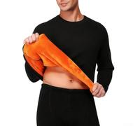 Men Velvet Thermal Underwear Sets Plus Size Long Johns Tops Inner Wear Long Sleeve Suitable for Cold Weather Daily Use (5XL Black)
