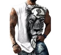 Men Vest Top Fashion Animal Lion Print Sleeveless Tank Tops Summer Rock Style Comfort Male Sleeveless T-Shirt Vest