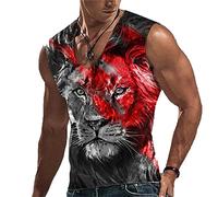 Men Vest Top Fashion Animal Lion Print Sleeveless Tank Tops Summer Rock Style Comfort Male Sleeveless T-Shirt Vest