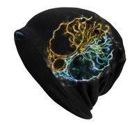 Men Viking Celtic Knot Tree of Life Beanies Caps - Norse Mythology Print Vintage Bonnet Hats - Outdoor Cycling Protection Double Layer Headwear Elastic Sports Cap