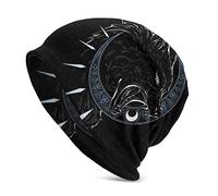 Men Viking Celtic Wolf Tattoo Beanie Hat for, Nordic Myth Odin Fenrir 3D Printed Thin Hat Slouchy Cap, Outdoor Adult Fashion Vintage Double Layer Protection Headwraps