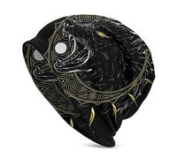 Men Viking Celtic Wolf Tattoo Beanie Hat for, Nordic Myth Odin Fenrir 3D Printed Thin Hat Slouchy Cap, Outdoor Adult Fashion Vintage Double Layer Protection Headwraps
