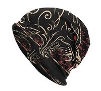 Men Viking Celtic Wolf Tattoo Beanie Hat for, Nordic Myth Odin Fenrir 3D Printed Thin Hat Slouchy Cap, Outdoor Adult Fashion Vintage Double Layer Protection Headwraps