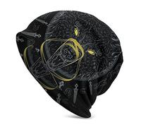 Men Viking Celtic Wolf Tattoo Beanie Hat for, Nordic Myth Odin Fenrir 3D Printed Thin Hat Slouchy Cap, Outdoor Adult Fashion Vintage Double Layer Protection Headwraps