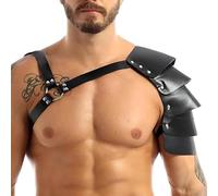Men Viking Warrior Shoulder Armor Medieval Gladiator Harness Renaissance Buckle Shields Cosplay Halloween Party, Single Shoulder Armor Strap, One size