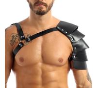 Men Viking Warrior Shoulder Armor PU Leather Medieval Knight Chest Harness Adjustable Gladiator Shoulder Pauldron Armor Steampunk Shoulder Pad Arm Guards Halloween Cosplay Party Fancy Dress Costume