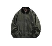 Men Vintage Solid Cotton Jacket Stand-Up Collar Zipper Leopard Denim Outerwear with Pocket