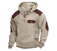 Men Waffle Sweatshirt Cargo Hoodie Men Long Sleeve Sweatshirt Quarter Zip Hoodie Loose Fit Pullover Outdoor Workout Sweater Long Sleeve Jumper Cargo Tactical Sweatshirts Casual Sweatshirts