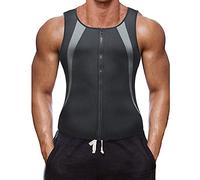 Men Waist Trainer Vest for Weight Loss Body Shaper Sauna Sweat Suits, Zipper Sauna Tank Top Workout Fitness Shirt Slimming Shirt Workout Suit (Gray, XXL)