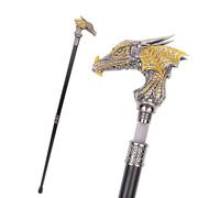 Men Walking Stick Black Gold Dragon Head Cane, Gothic Dragon Cane Walking Stick,Collapsible 3Psc Travel Canes For Mobility, Stability, Knee Support Elderly Assistance Product (BK)
