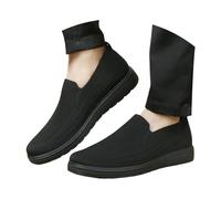 Men Walking Trainers Mesh Anti-Smelly Hook Loop Closure Breathable Shoes Walking Non Slip Soft Flexible Sneakers Mens Summer Lightweight Air Cushion Footwear (Black, 7)