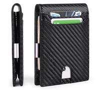 Men wallet with money clip, slim wallet for men with RFID Blocking, Minulist travel wallet 11 Credit Card Holder for Men with Gift Box, best men gift, for birthday, business card wallets, Black,