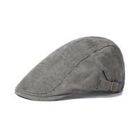 Men Warm Beret Hat Corduroy Newsboy Flat Cap Vintage British Style Peaked Hats Gatsby Ivy Irish Cap (UK, Alpha, One Size, Grey)
