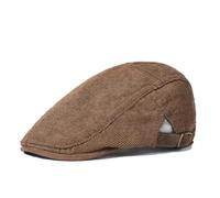 Men Warm Beret Hat Corduroy Newsboy Flat Cap Vintage British Style Peaked Hats Gatsby Ivy Irish Cap (UK, Alpha, One Size, Brown)