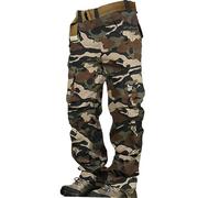 Men Washed Cotton Cargo Pants Waterproof Wear-Resistant Military Combat Tactical Pants Loose Breathable Multi Pockets Hiking Pant Camouflage