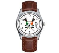 Men Watch Casual Waterproof Quartz Watches Clock Date Classic Business Brown Leather Christmas Wristwatch Ireland Lacrosse Irish Wristwatch, Brown, commercial