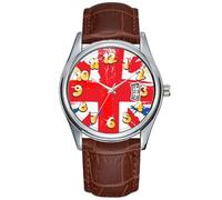 Men Watch Casual Waterproof Quartz Watches Clock Date Classic Business Brown Leather Christmas Wristwatch British Union Jack Flag Vintage Worn Watch, Brown, commercial
