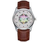 Men Watch Casual Waterproof Quartz Watches Clock Date Classic Business Brown Leather Christmas Wristwatch Jewish Star Colors Wrist Watches, Brown, commercial