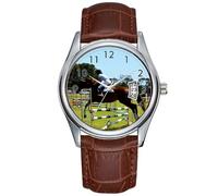 Men Watch Casual Waterproof Quartz Watches Clock Date Classic Business Brown Leather Christmas Wristwatch Brown_Show_Jumping_Horse_Black_Sparkle_Watch Wristwatch, Brown, commercial