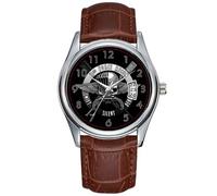 Men Watch Casual Waterproof Quartz Watches Clock Date Classic Business Brown Leather Christmas Wristwatch Recon Swift Silent Deadly Wristwatch, Brown, commercial